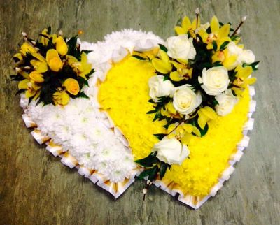 Yellow and White Double Heart