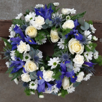 Blue and White Wreath