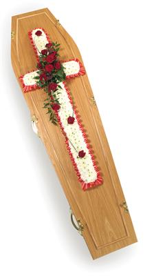 Based Cross with Red Rose Spray