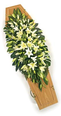 White Lily Coffin Spray