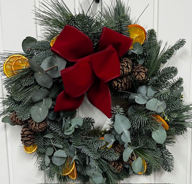Luxury Traditional Christmas Door Wreath buy online or call 01473 354 001