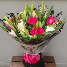 Mixed Pink Roses and Lilies