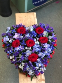 Blue Heart with Red Roses